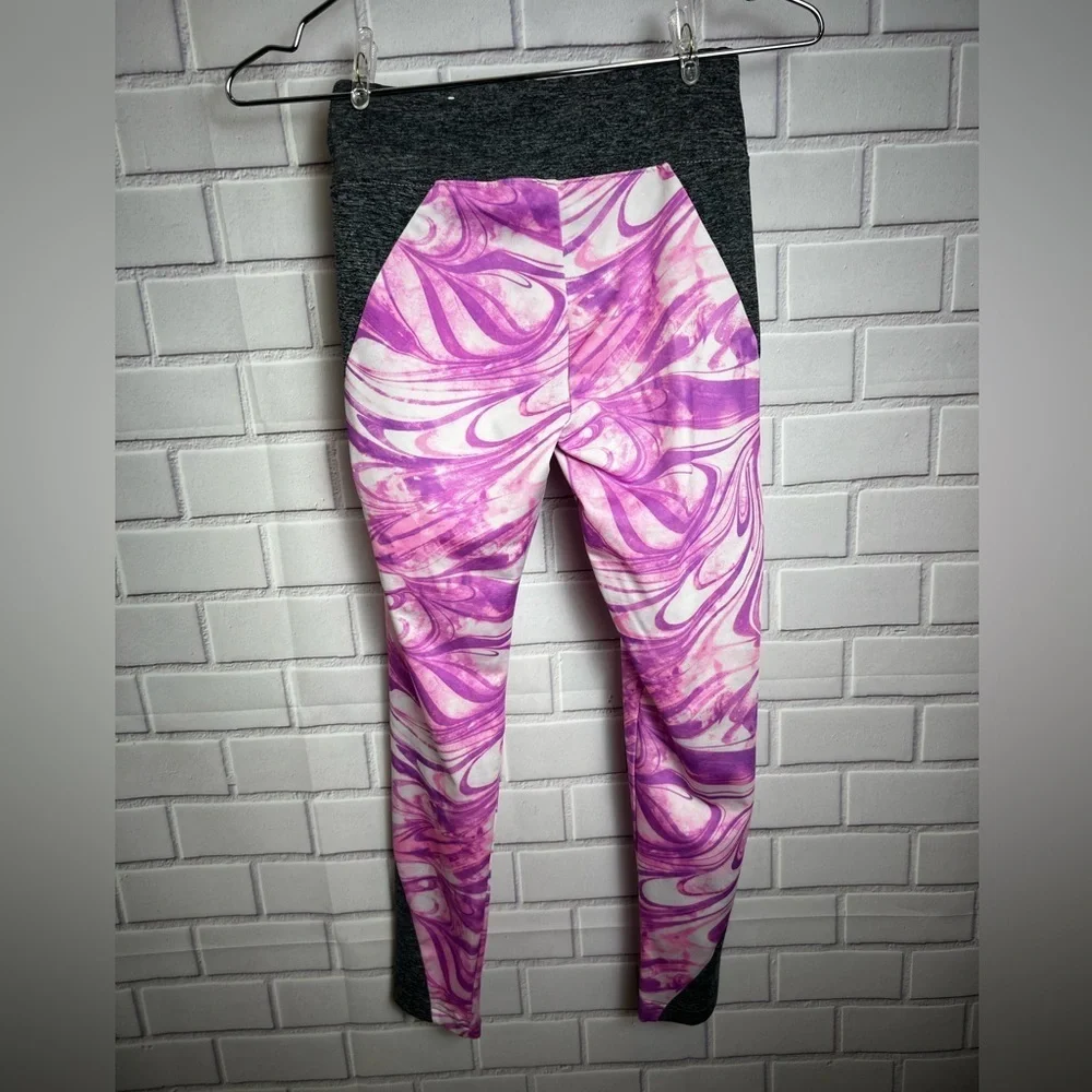 Justice Active Gray/Pink /Purple Swirl Leggings for girls/Size 10